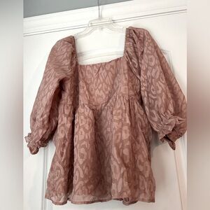 Jodifil Babydoll Blush long sleeve dress top size Medium